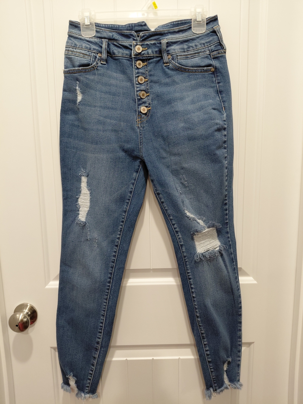 KanCan High-Rise Distressed Medium Blue Jeans with Button-Fly #2041